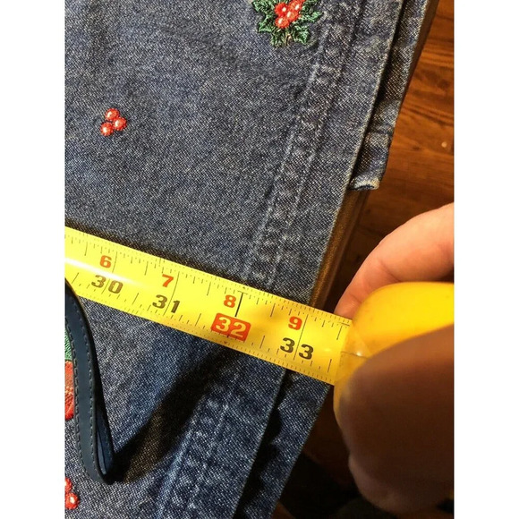 Vintage Jean Denim Skirt Embroidered Christmas Westbound Long Vented Modest - Picture 6 of 10